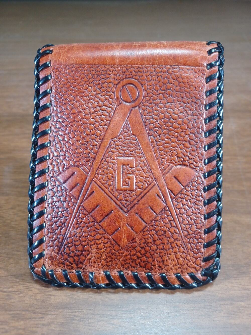 Vintage Masonic Leather Hand Tooled Wallet New